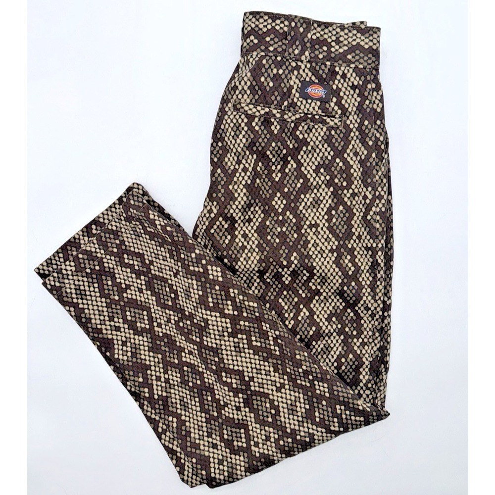 Dickies Snake Print Pants Brown Women's Sz 6R Straight Leg Chinos RN 20697 Twill